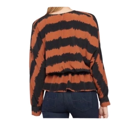 PEYTON JENSEN Women Meca Tie Dye Wrap Blouse, Black/Rust in Color, Size S. - Picture 2 of 8